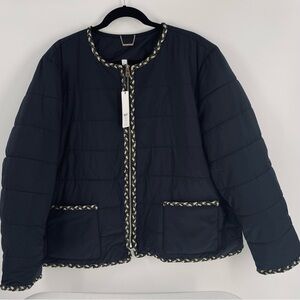 NWT Chico's Black Tweed Gold Trim
Hardware Nylon Quilted Jacket Winter Gift